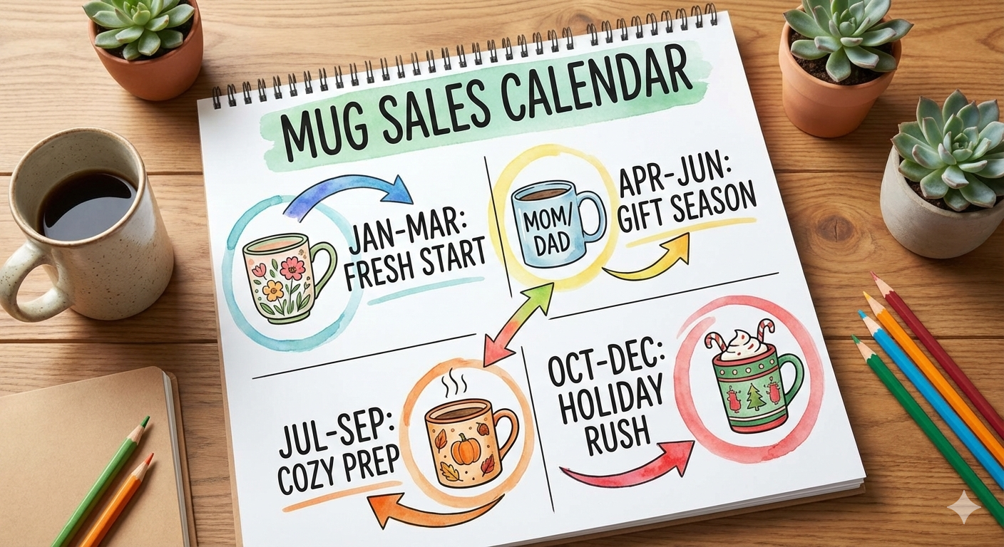 Mug Sales Calendar: When to Launch Designs to Maximize Profit